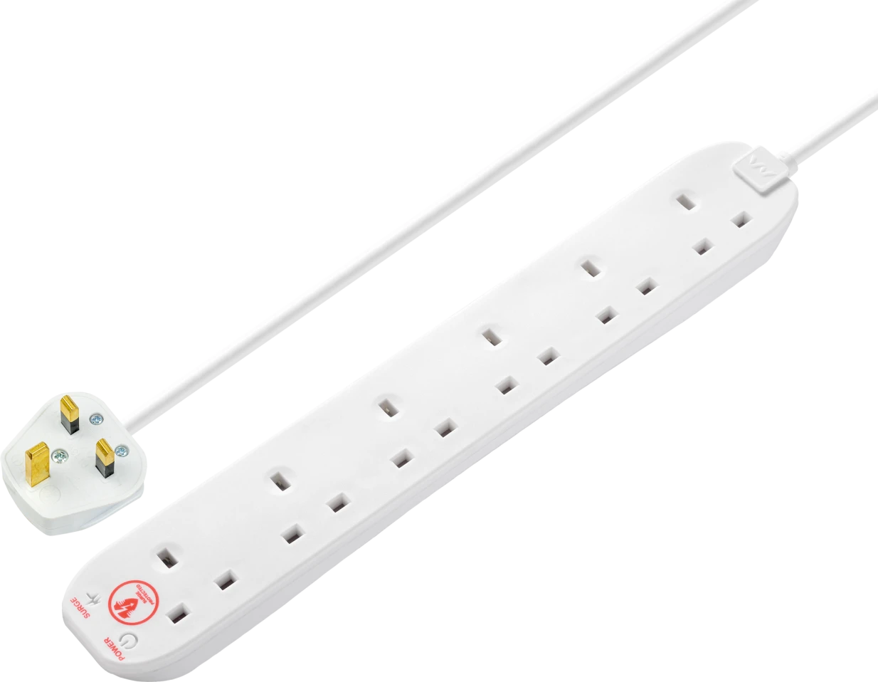 Masterplug 6 Gang 2 Metre Surge Protection Extension Lead