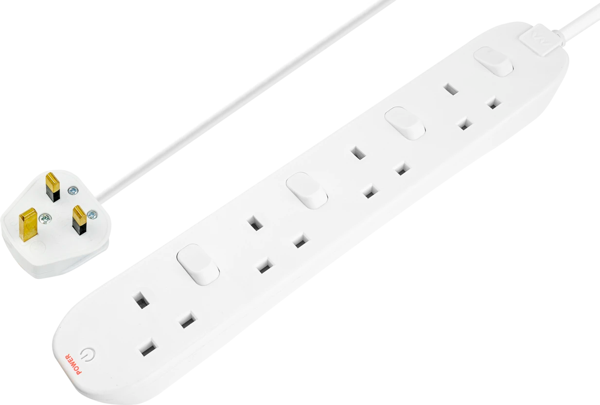 Masterplug 4 Gang 2 Metre Individually Switched Extension Lead
