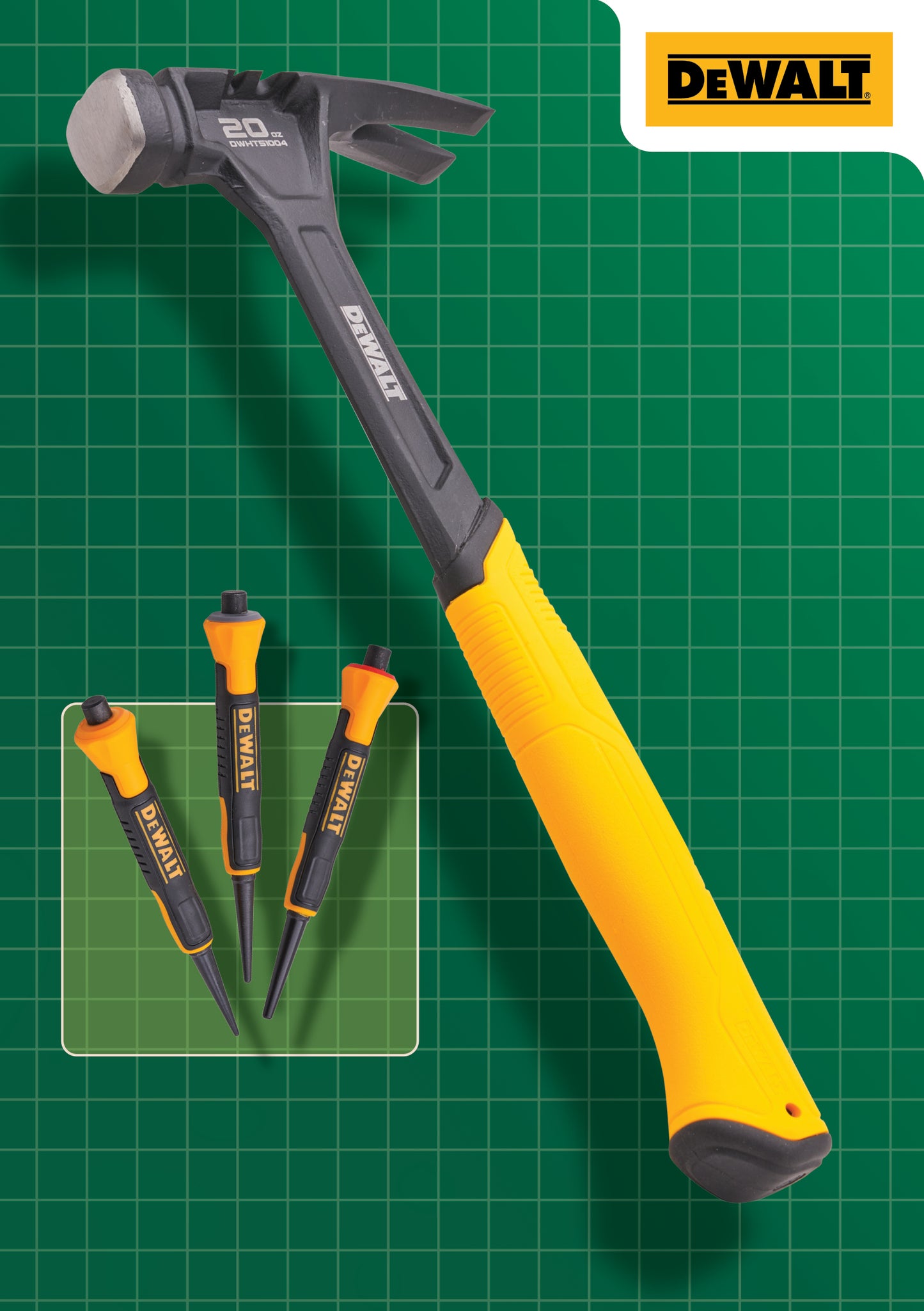 DeWalt 20oz Claw Hammer with Free 3 Piece Nail Set