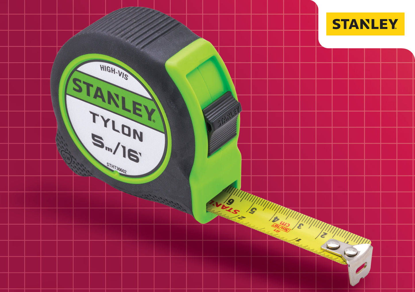 Stanley 5m (16ft) Hi Vis Tylon Tape