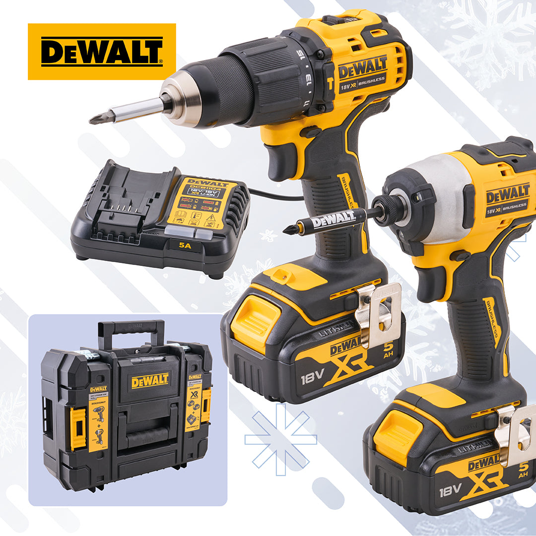 DeWalt 18V Combi & Impact Drill Twin Pack with Batteries