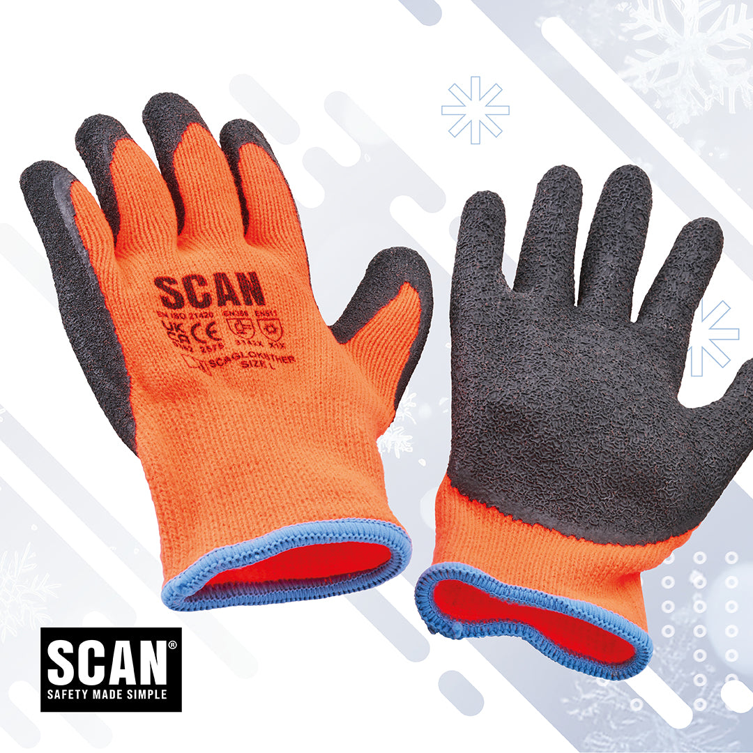 Scan Thermal Latex Dipped Large Gloves 3 Pack