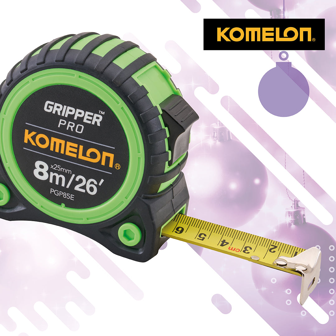 Komelon 8m Hi Vis Gripper Tape Measure