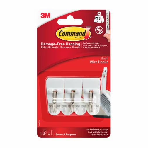 Command Small White Wire Hooks 3 Pack