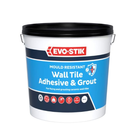 Evo Stik Mould Resistant Wall Tile Adhesive & Grout White 1L