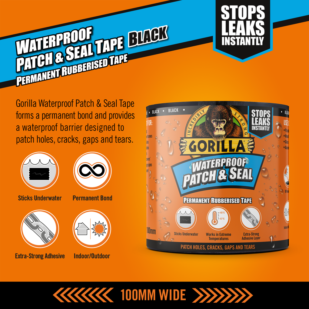 Gorilla Waterproof Patch & Seal Tape Black