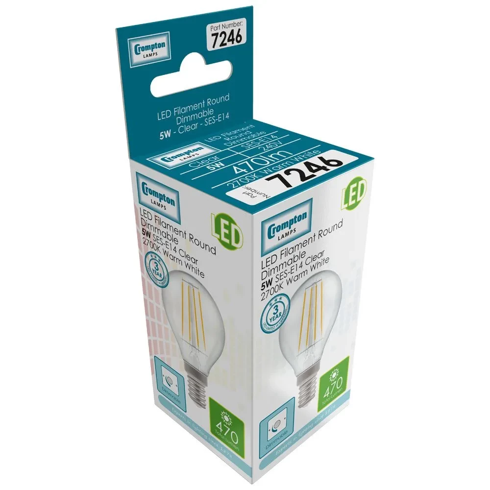 Crompton Dimmable LED Filament SES 40W Golfball Warm White