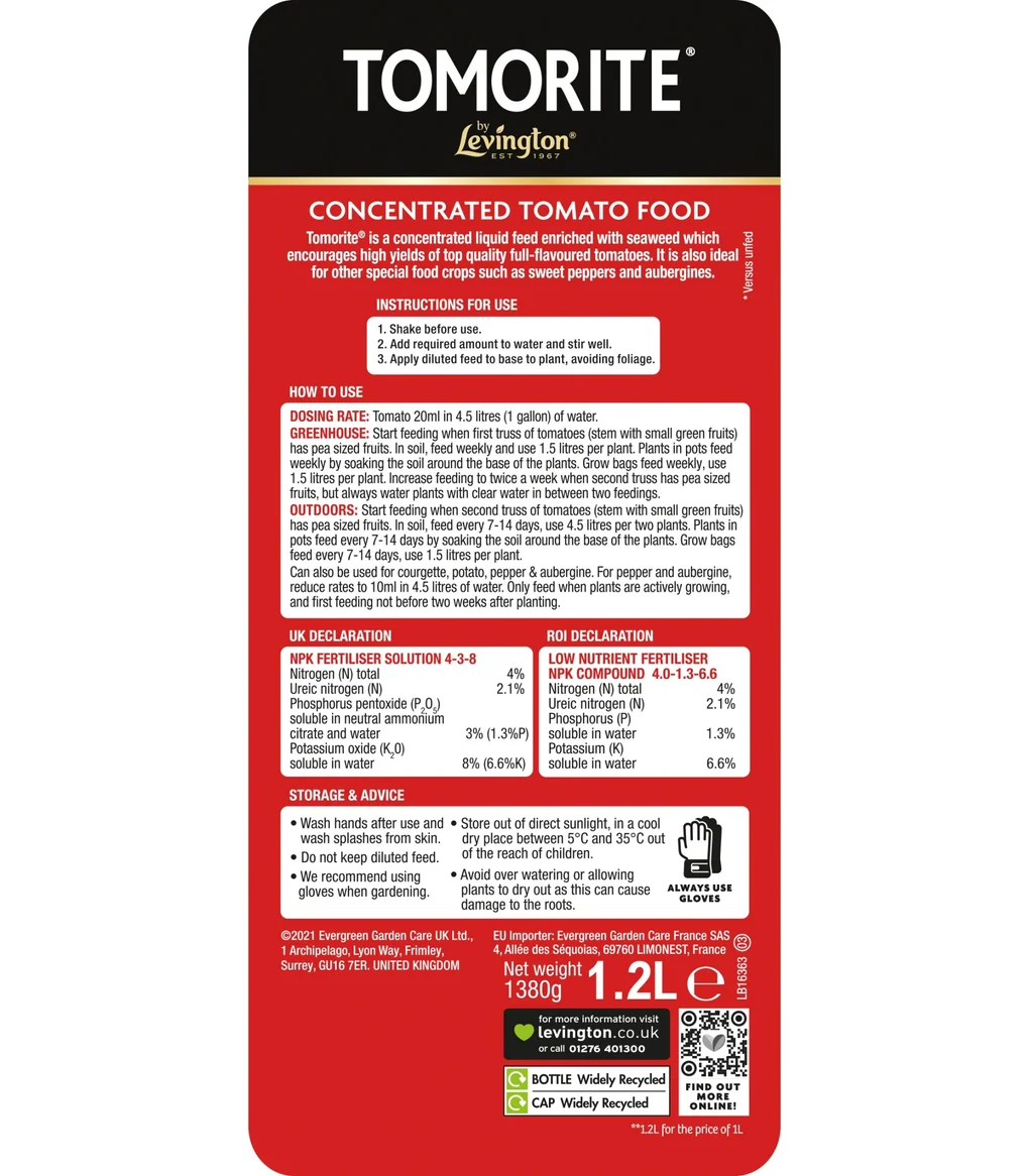 Levington Tomorite Concentrated Tomato Food 1.3L