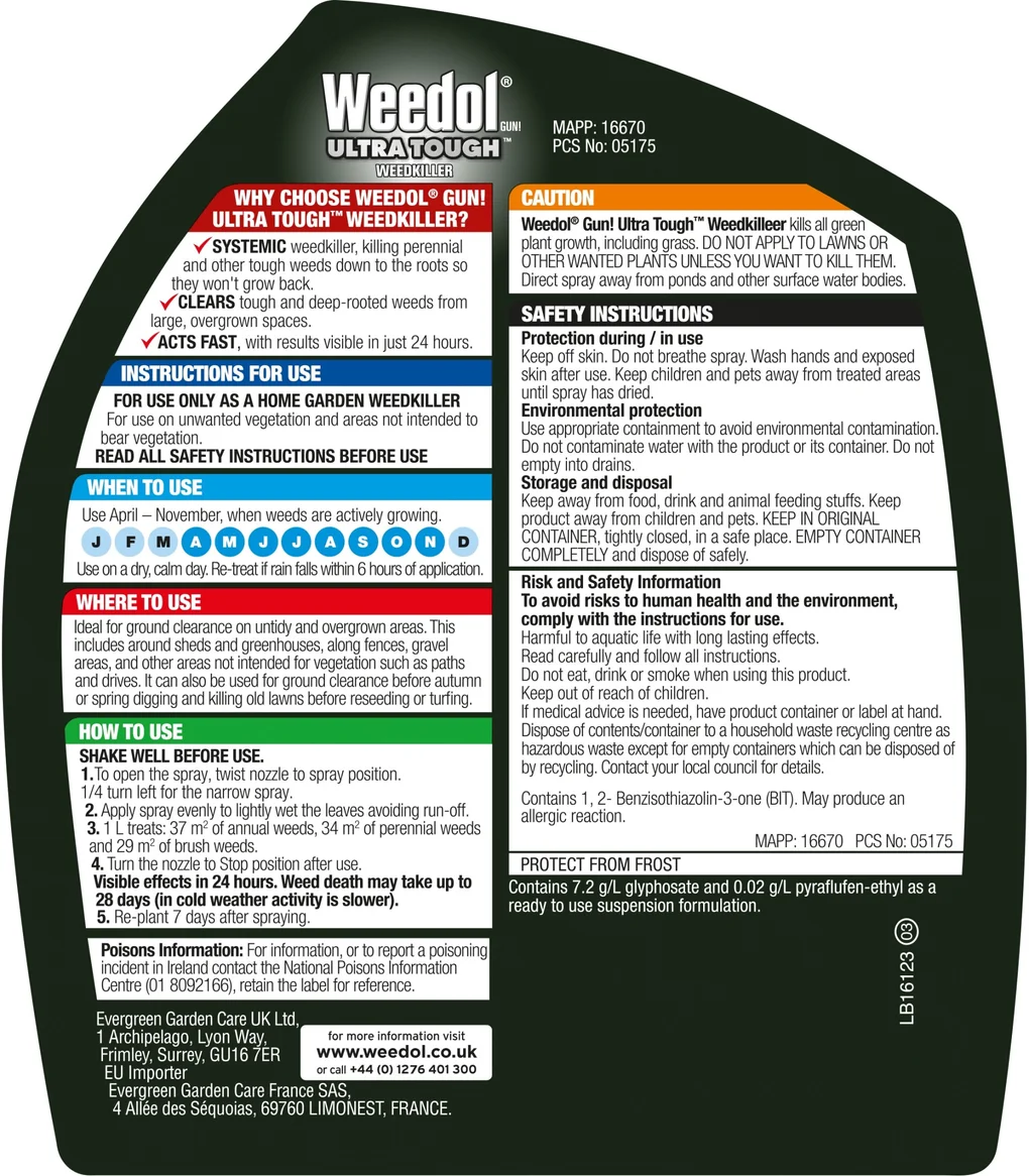 Weedol Gun Ultra Tough Weedkiller 1L