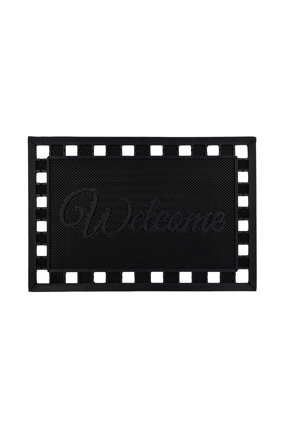 JVL Maiva Welcome Black Rubber Scraper Door Mat 40 x 60cm