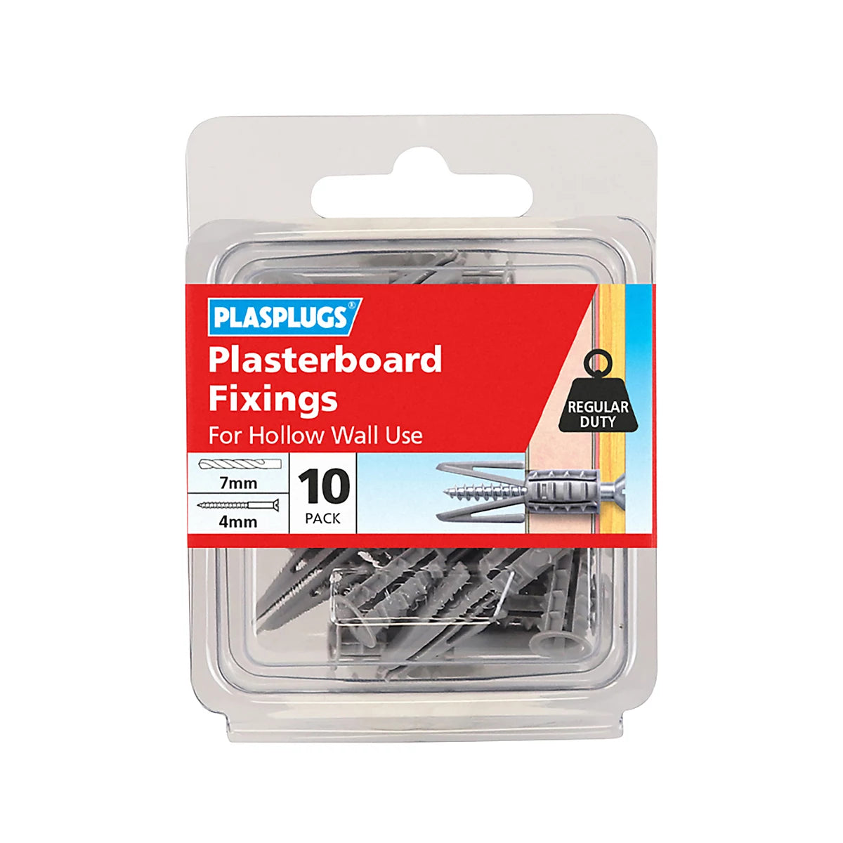 Plasplugs Regular Duty Plasterboard Fixings 10 Pack