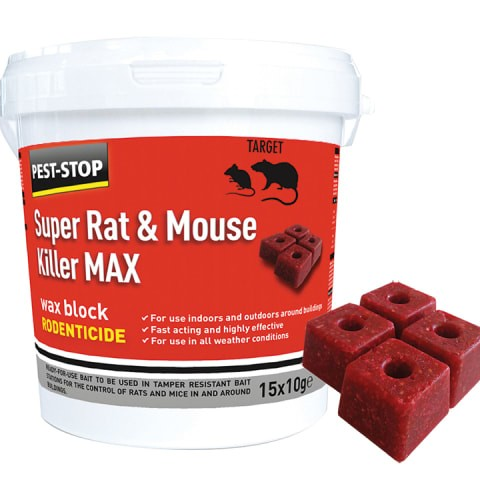 Pest Stop Super Rat & Mouse Killer Max Wax Blocks 15 Pack