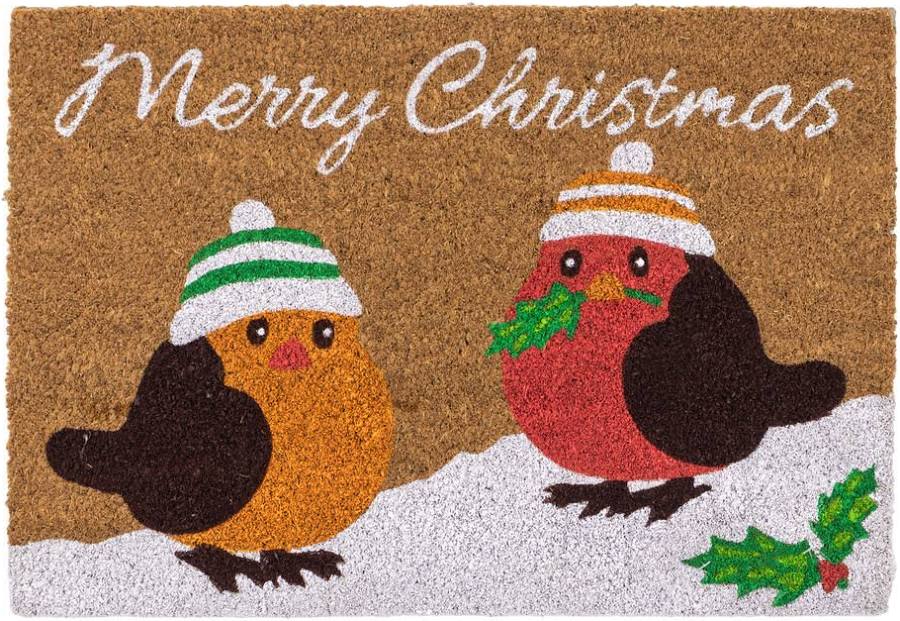 JVL Christmas Coir Mats Robins Design 40 x 58cm