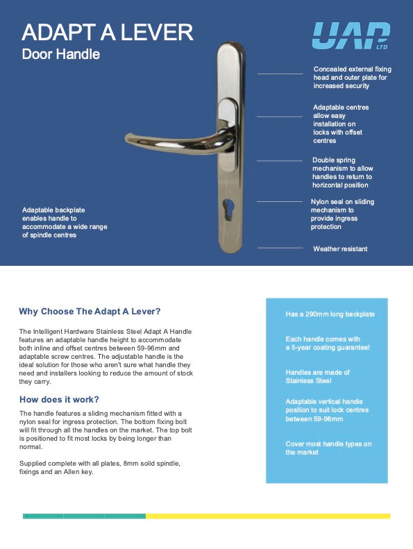 UAP Adapt A Lever Adjustable Brass PVC Door Handles
