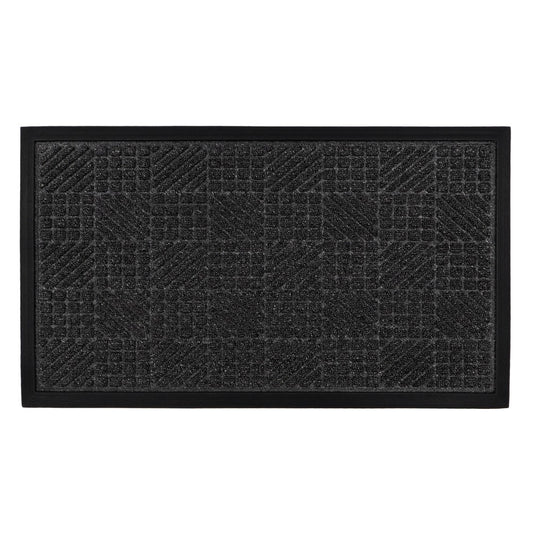 JVL Firth Charcoal Rubber Door Mat 40 x 70cm