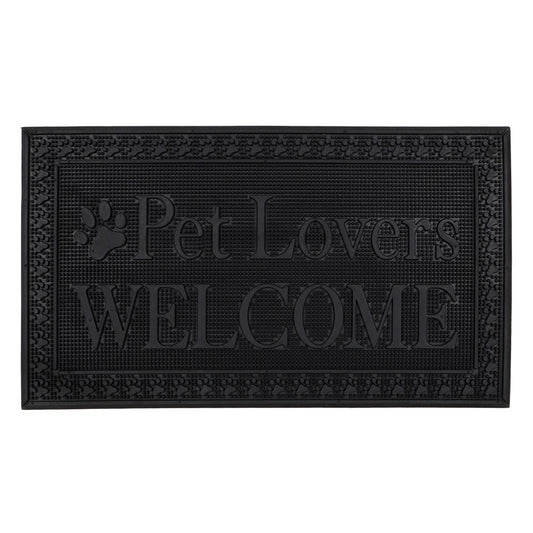 JVL Fauna Pet Lovers Welcome Black Door Mat 40 x 70cm