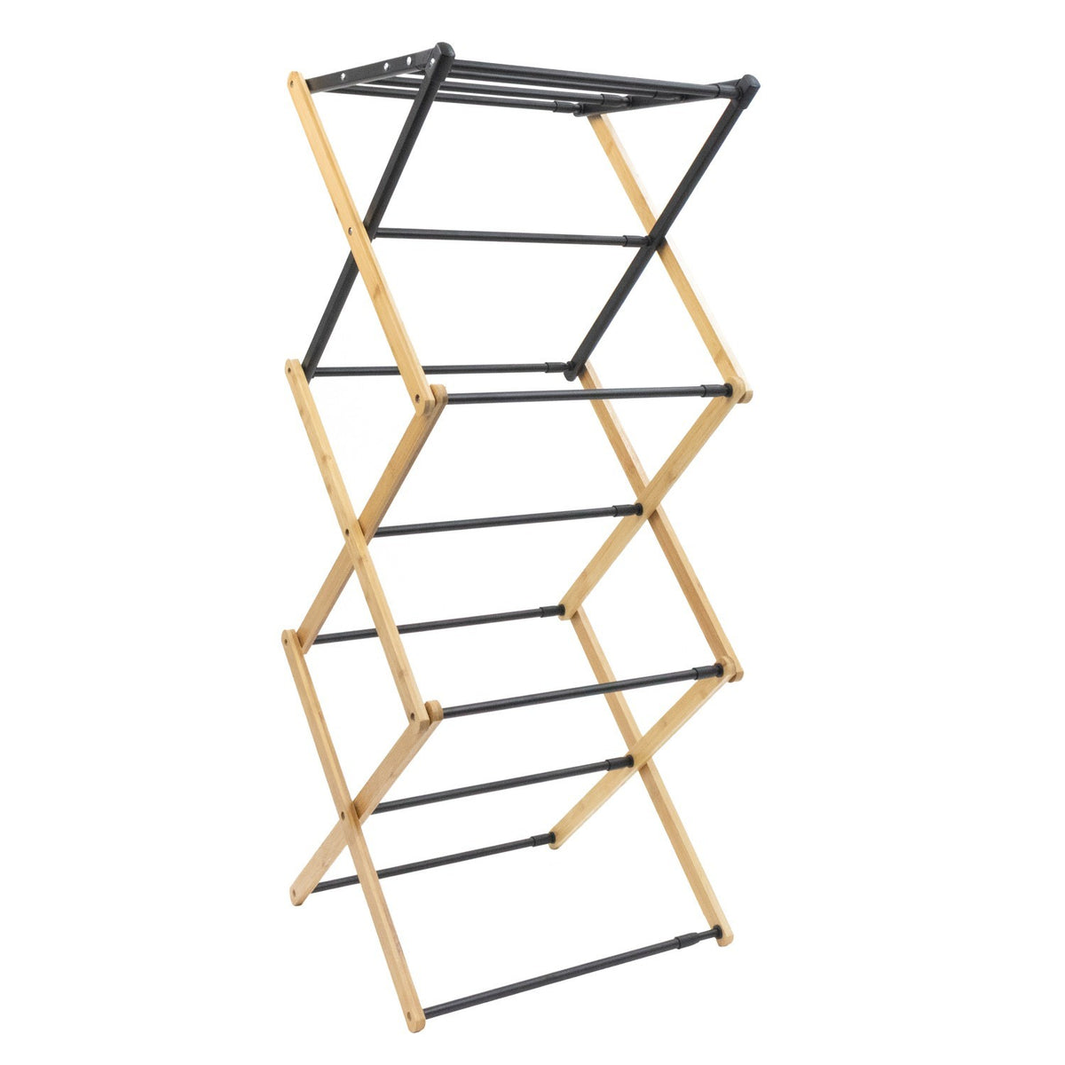 JVL Bamboo Extendable 3 Tier Concertina Clothes Airer