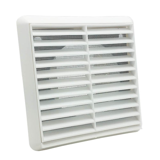 4" White Louvre Terminal Vent with Fly Screen