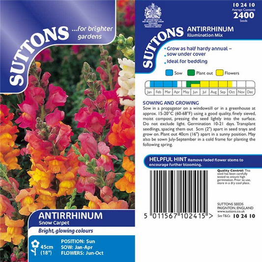 Suttons Antirrhinum Illumination Mix Seeds