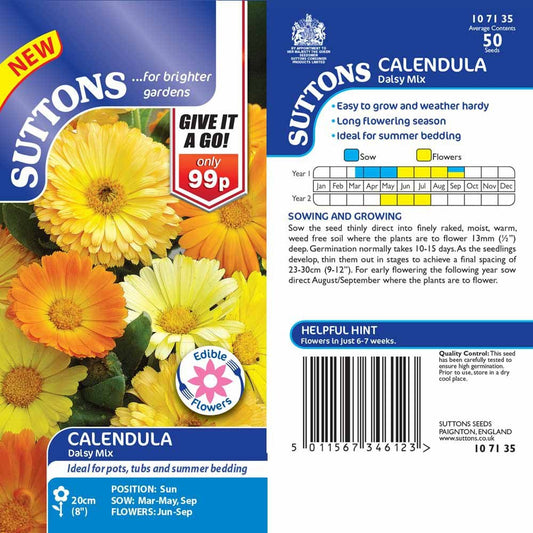 Suttons Calendula Daisy Mix Seeds
