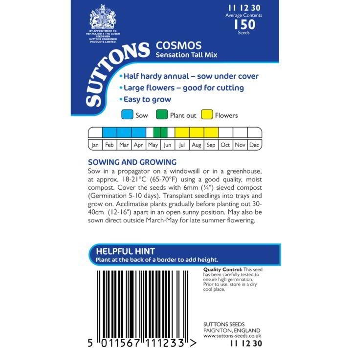 Suttons Cosmos Sensation Tall Mix Seeds