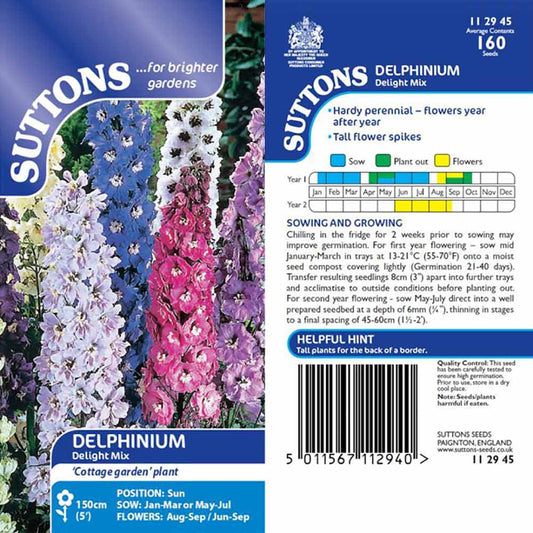 Suttons Delphinium Delight Mix Seeds