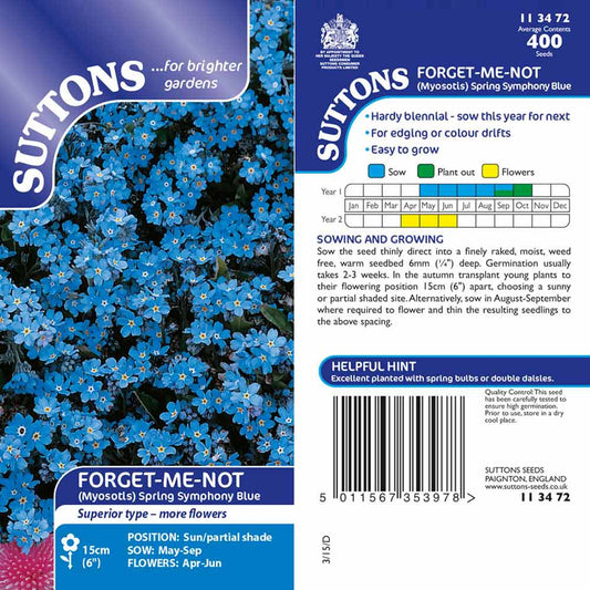 Suttons Forget Me Not Spring Symphony Blue Seeds