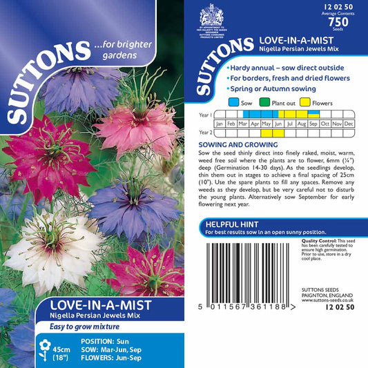 Suttons Love in a Mist Nigella Persian Jewels Seeds