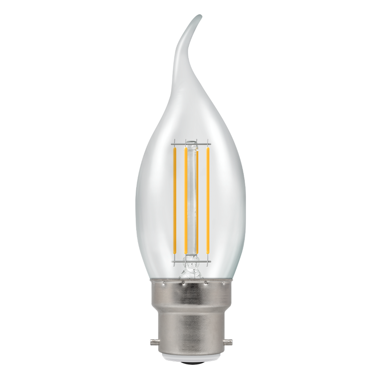 Crompton Dimmable LED BC 40W Clear Bent Tip Candle Warm White Bulb