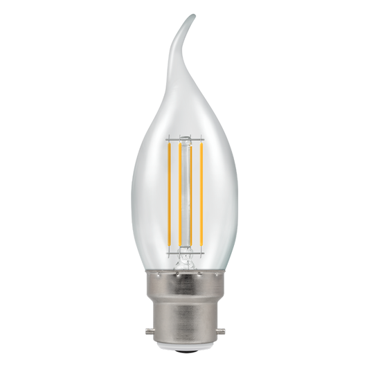 Crompton Dimmable LED BC 40W Clear Bent Tip Candle Warm White Bulb