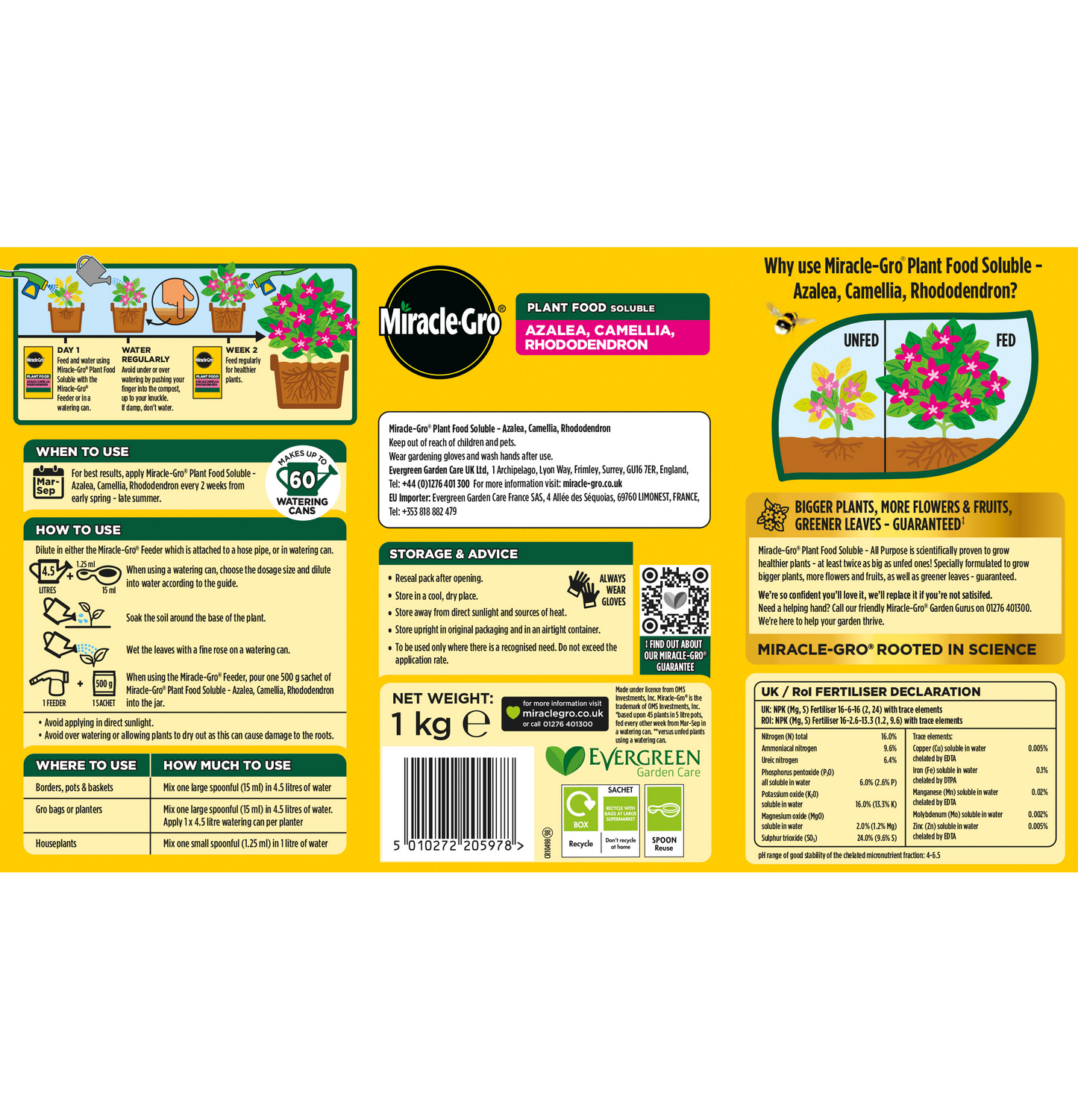 Miracle Gro Azalea, Camellia & Rhododendron Soluble Plant Food 1kg
