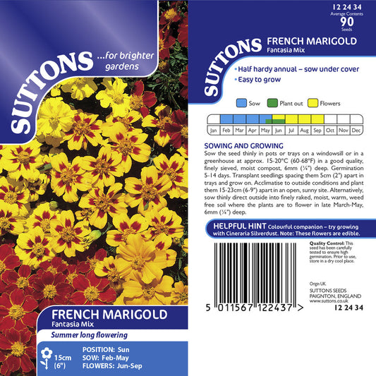 Suttons Marigold French Fantasia Mix Seeds