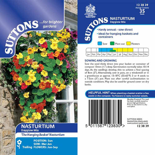 Suttons Nasturtium Dayglow Mix Seeds