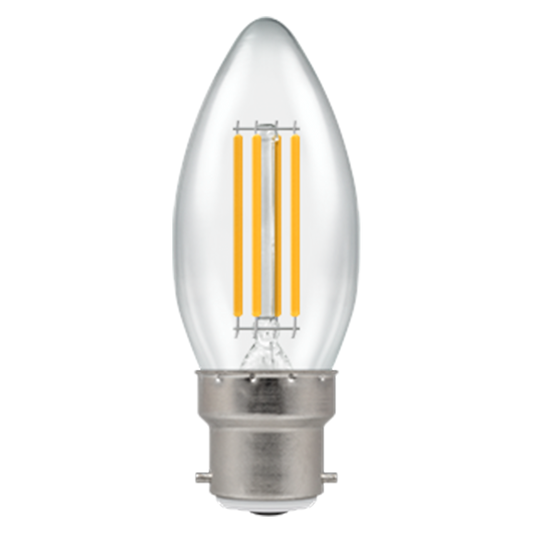 Crompton LED Dimmable Clear BC 40W Candle Warm White Bulb