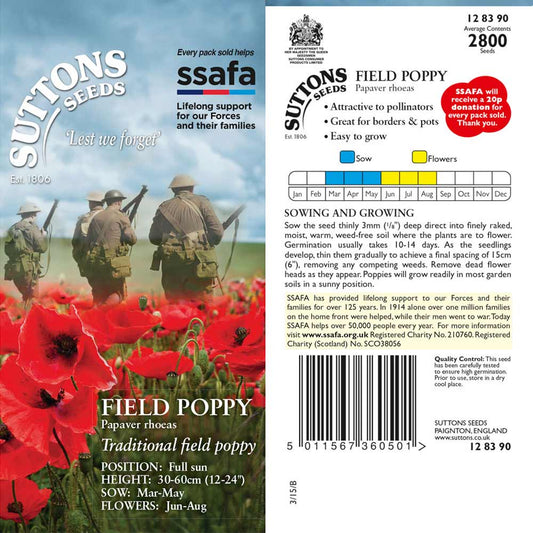 Suttons Field Poppy Papaver Rheas Seeds