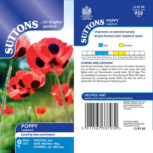 Suttons Poppy Ladybird Seeds
