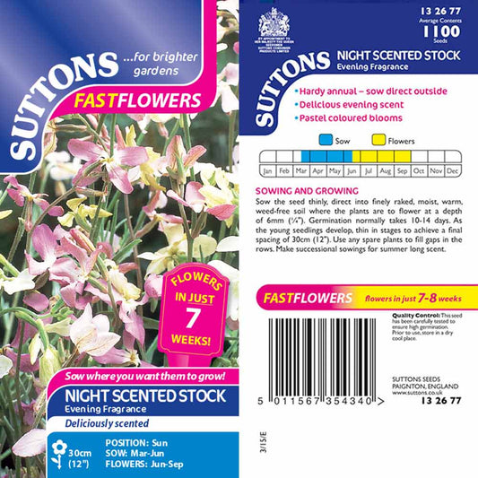 Suttons Stock Night Scented Evening Fragrance Seeds