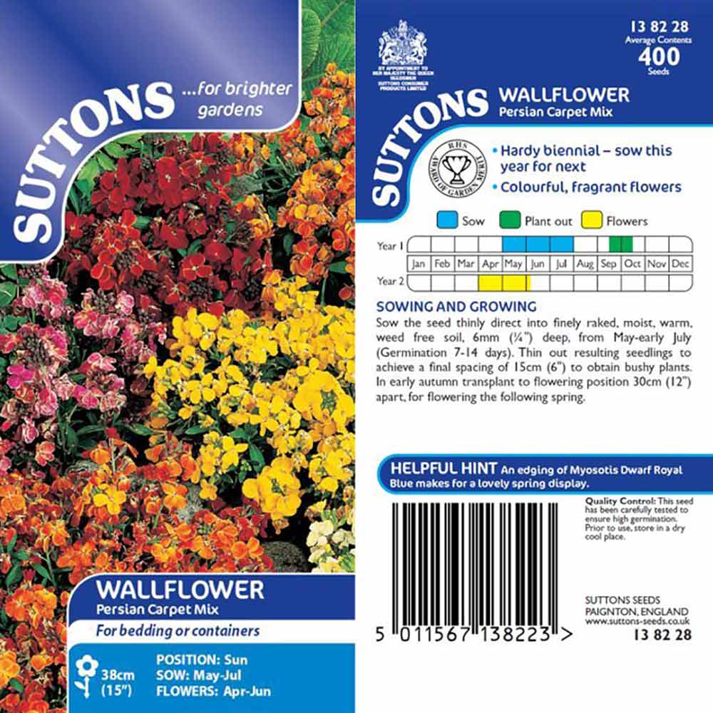 Suttons Wallflower Persian Carpet Seeds