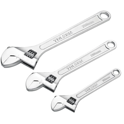 Tolsen 15007 3 Piece Adjustable Wrench Set