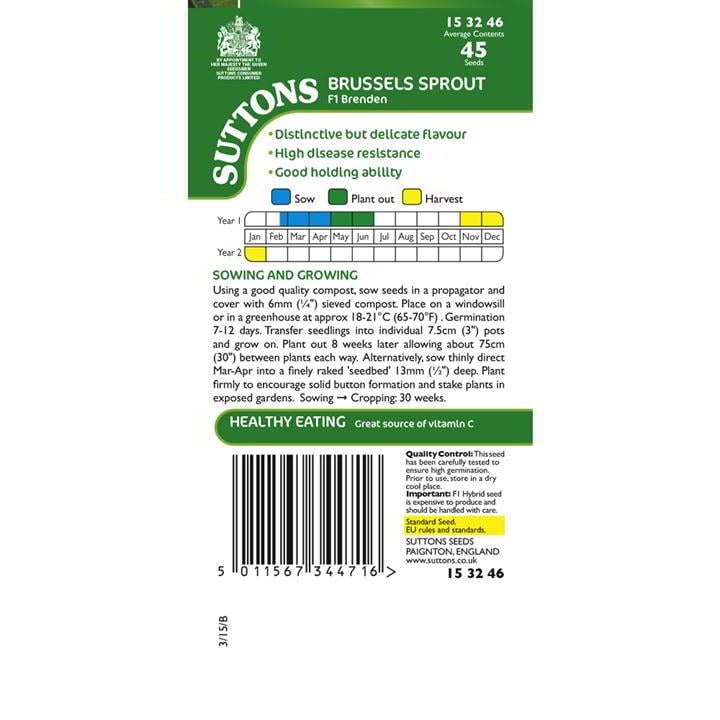 Suttons Brussel Sprout Brenden F1 Seeds