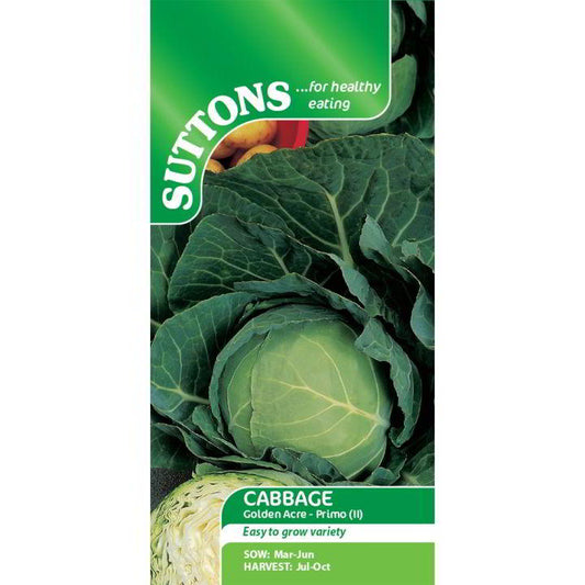 Suttons Cabbage Golden Acre Primo Seeds
