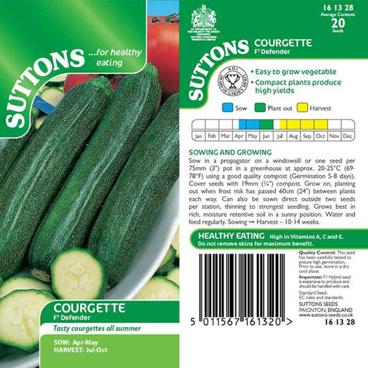 Suttons Courgette Defender F1 Seeds