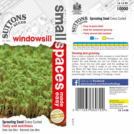 Suttons Cress Curled Seeds