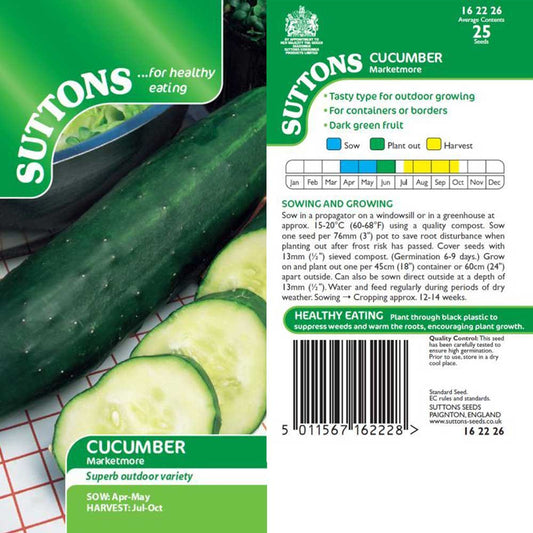 Suttons Cucumber Marketmore Seeds