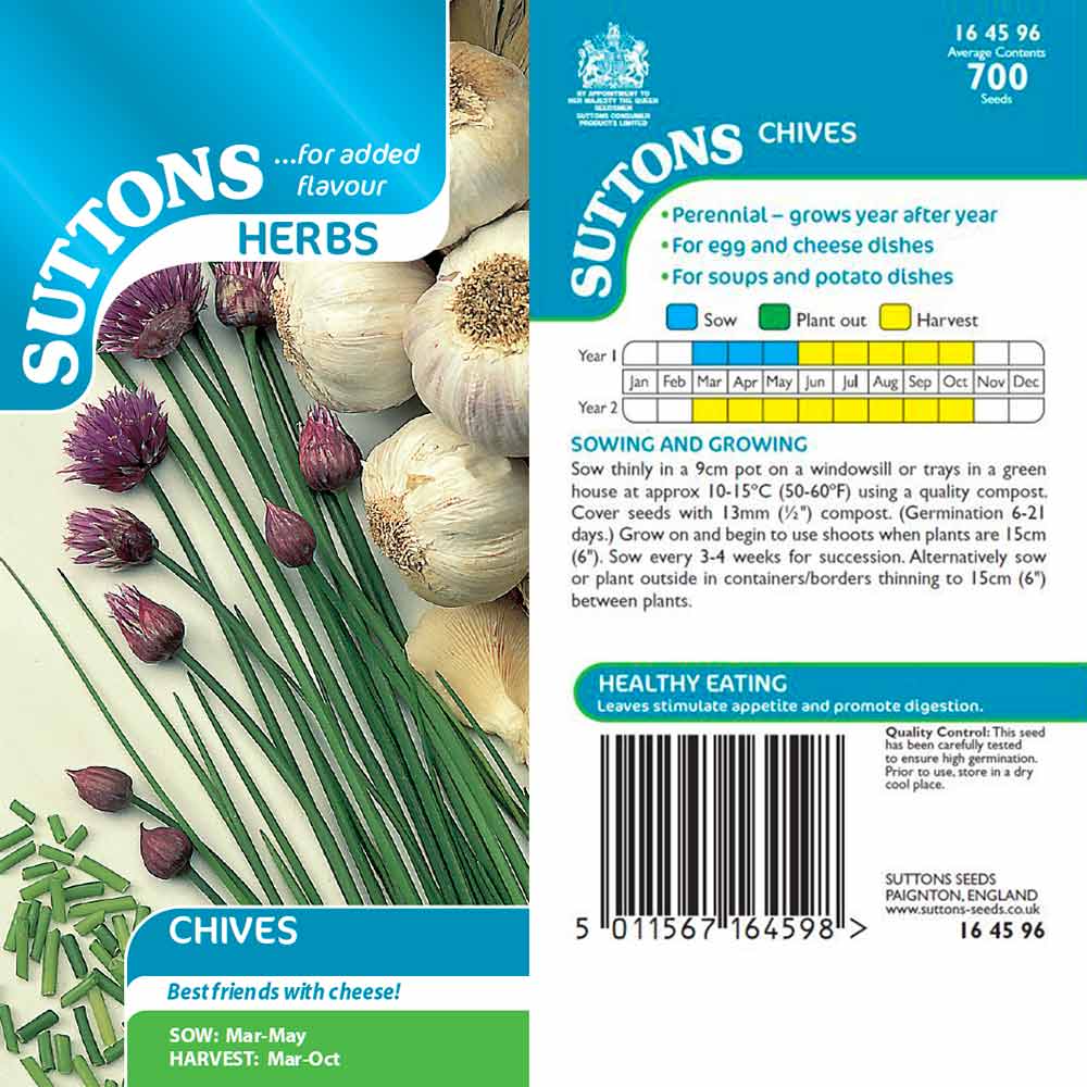 Suttons Herbs Chives Seeds