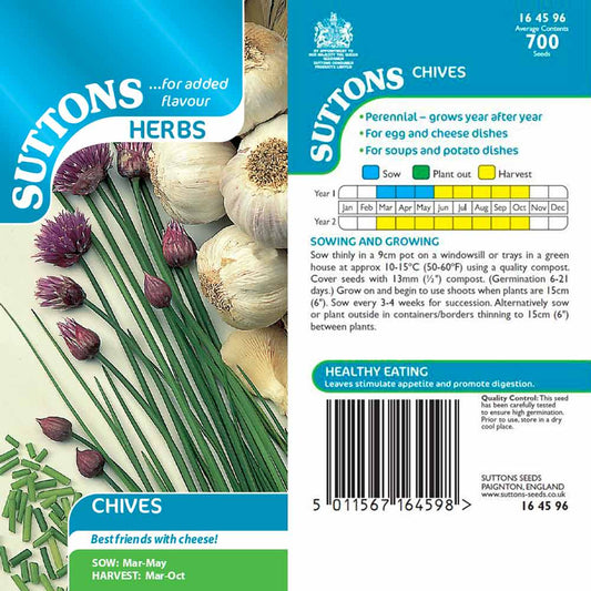 Suttons Herbs Chives Seeds