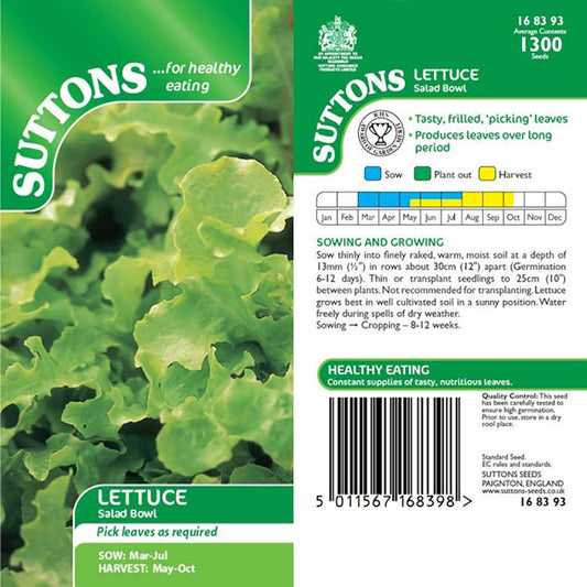 Suttons Lettuce Salad Bowl Seeds