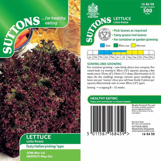 Suttons Lettuce Lollo Rossa Seeds
