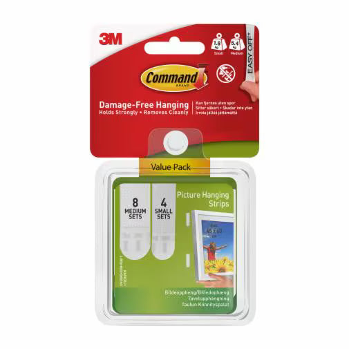 Command Medium & Small Picture Hanging Strips 8 & 4 Pack