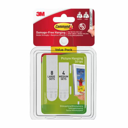 Command Large & Medium Picture Hanging Strips 8 & 4 Pack